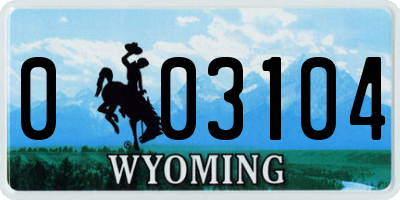 WY license plate 003104