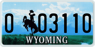 WY license plate 003110