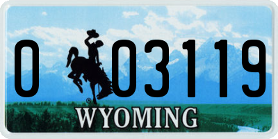 WY license plate 003119