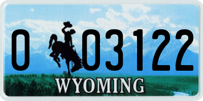 WY license plate 003122