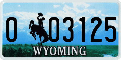 WY license plate 003125