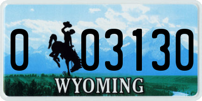 WY license plate 003130