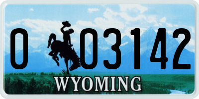 WY license plate 003142