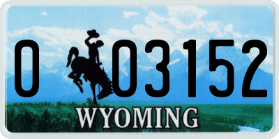 WY license plate 003152