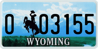 WY license plate 003155