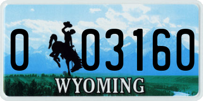WY license plate 003160