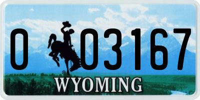 WY license plate 003167