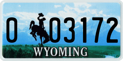 WY license plate 003172