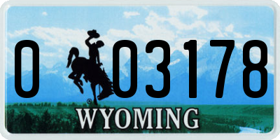 WY license plate 003178