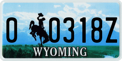 WY license plate 00318Z