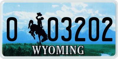 WY license plate 003202