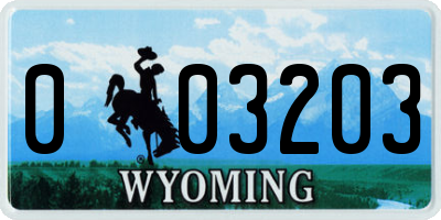 WY license plate 003203