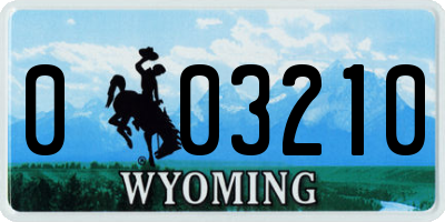 WY license plate 003210