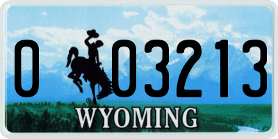 WY license plate 003213