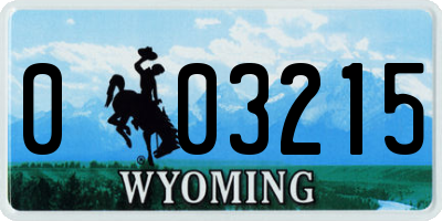 WY license plate 003215