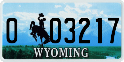 WY license plate 003217