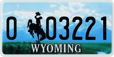 WY license plate 003221