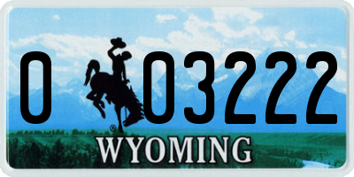 WY license plate 003222