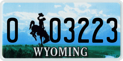 WY license plate 003223