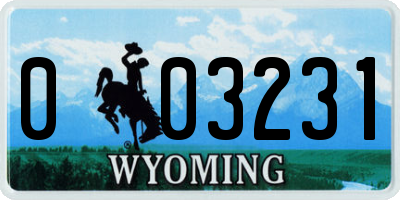 WY license plate 003231