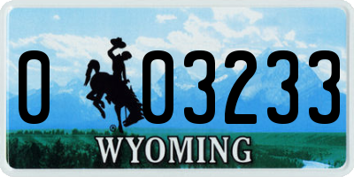 WY license plate 003233