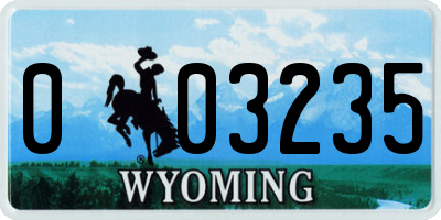 WY license plate 003235