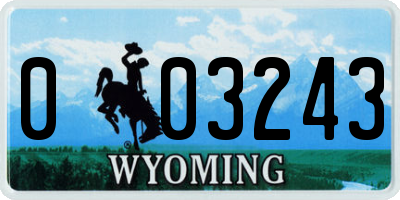 WY license plate 003243