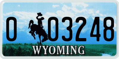 WY license plate 003248