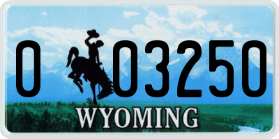 WY license plate 003250