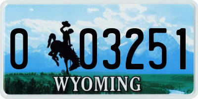 WY license plate 003251