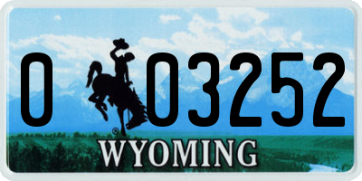 WY license plate 003252