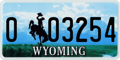 WY license plate 003254