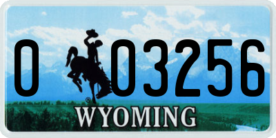 WY license plate 003256