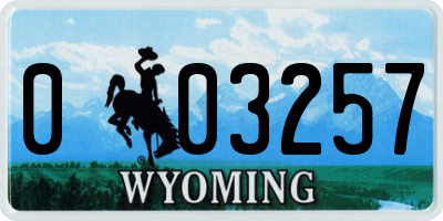 WY license plate 003257