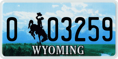 WY license plate 003259