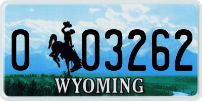 WY license plate 003262