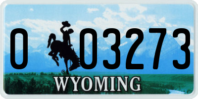 WY license plate 003273