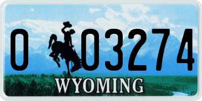 WY license plate 003274