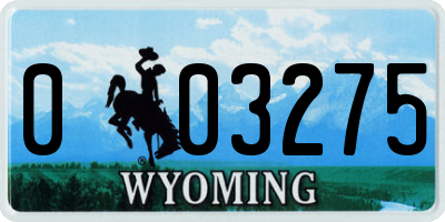 WY license plate 003275