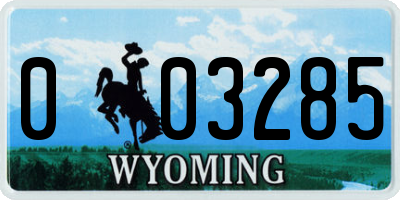 WY license plate 003285