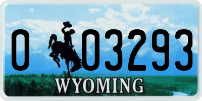 WY license plate 003293