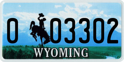 WY license plate 003302