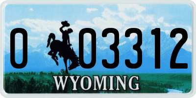 WY license plate 003312