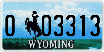 WY license plate 003313