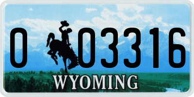 WY license plate 003316