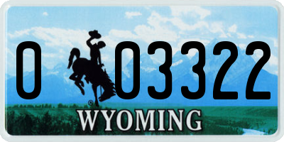 WY license plate 003322