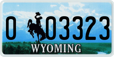 WY license plate 003323