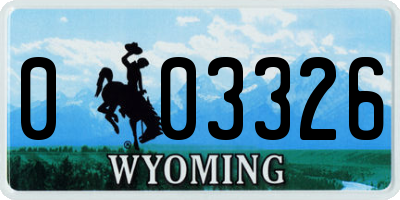 WY license plate 003326