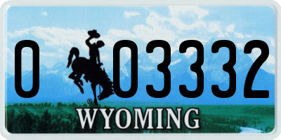 WY license plate 003332