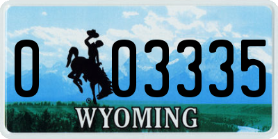 WY license plate 003335